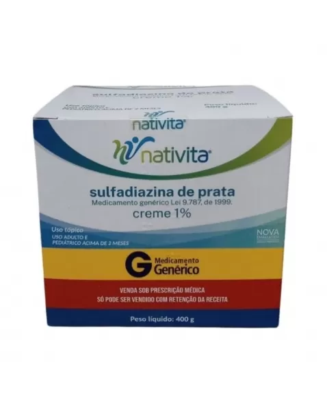 SULFADIAZINA DE PRATA 1% CREME 400GR GEN NATIVITA